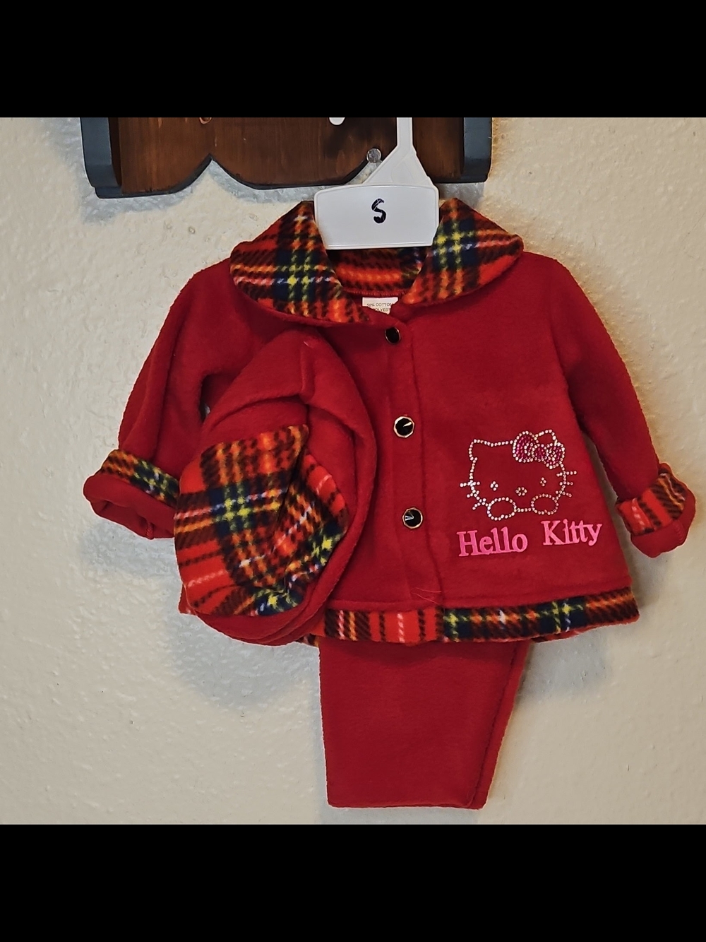 Hello Kitty Red Plaid Trim Kids Matching Set